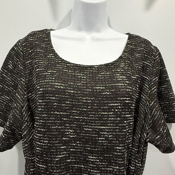 Lane Bryant Hi Lo Dress Tie Waist Stretch Tweed Short Sleeve Black Size 18/20 - Picture 2 of 8